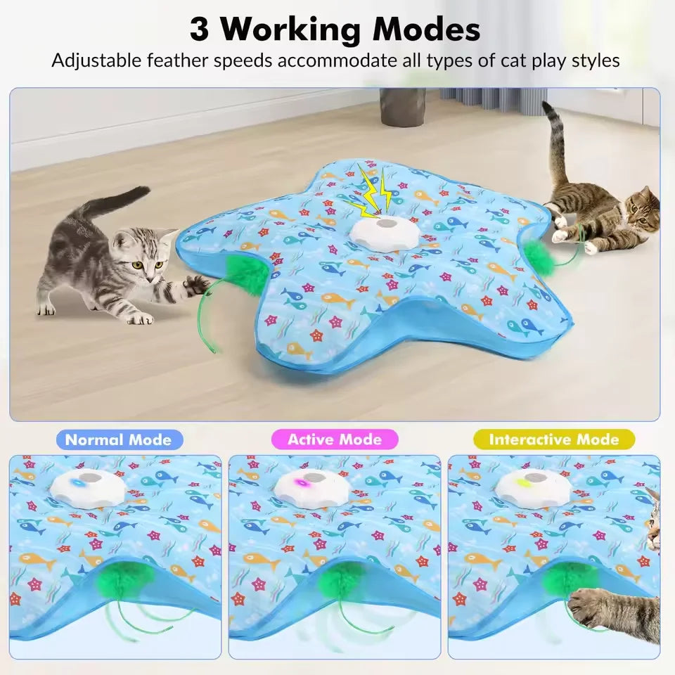 Cat Toy Interactive Hide and Seek Cat Toy with Bird Call Action Activated Mobile Hidden Feather Cat Kitten Teasing Toy3 Modes US